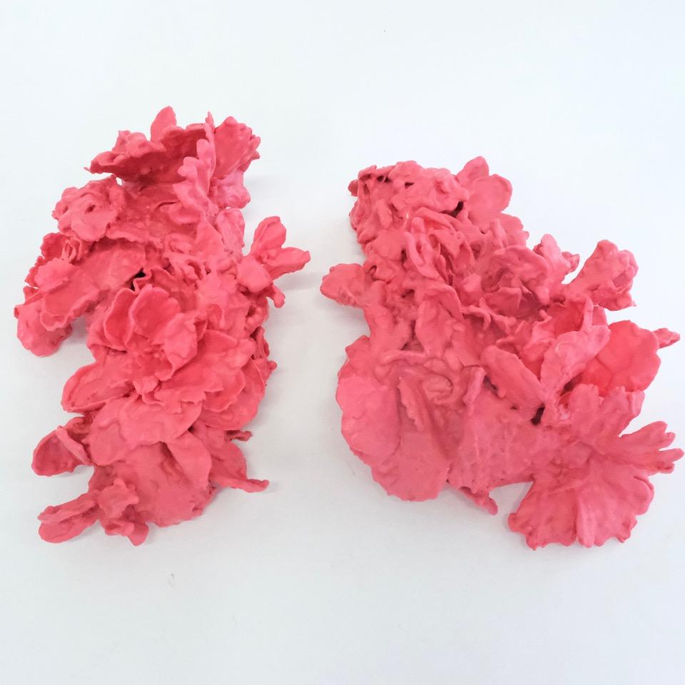 Joyful, pink wax and artificial flowers on ballet shoes, mixed media sculpture - Contemporary Mixed Media Art by Liz Rundorff Smith
