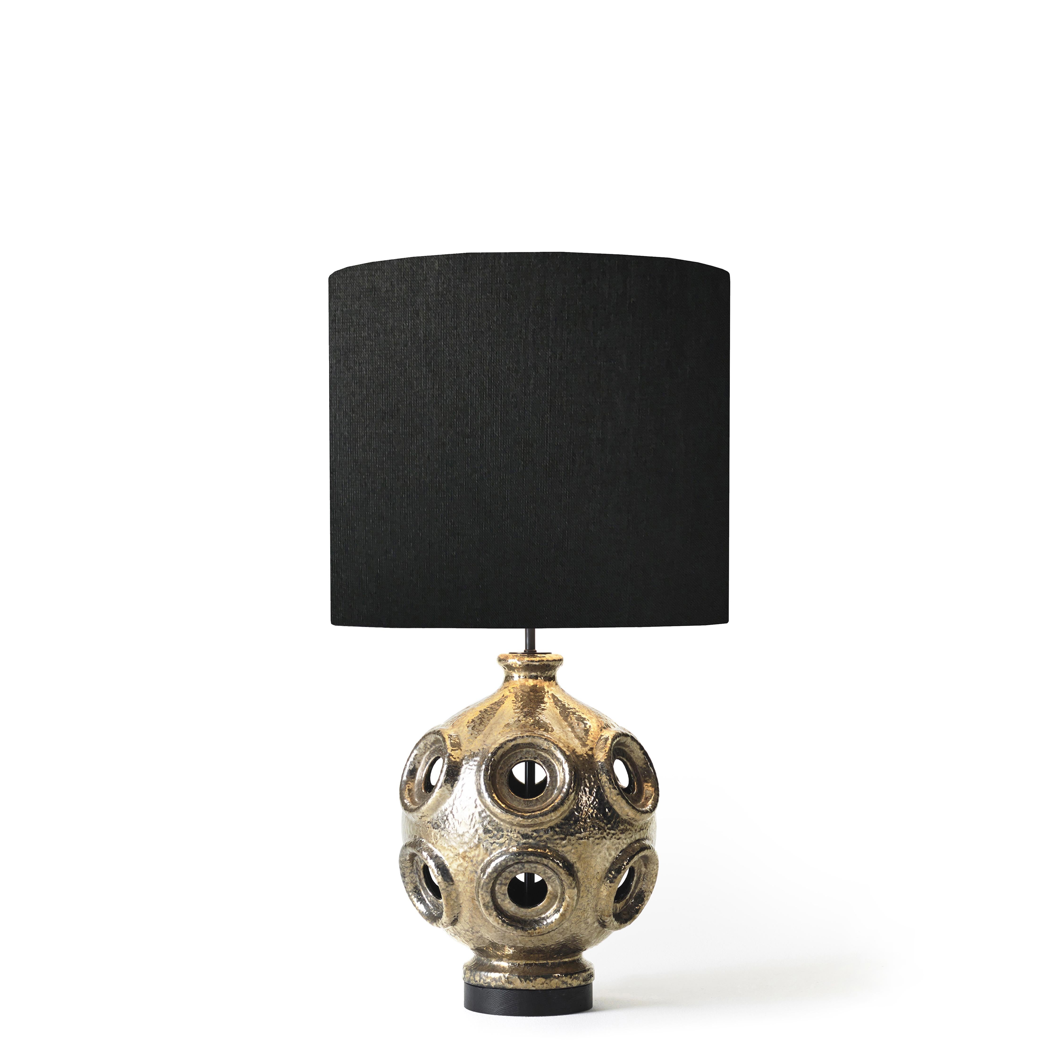 Liz Table Lamp with Shade by Marioni
Dimensions: W 46 x D 46 x H 86 cm. 
Materials: Matching shade and wooden base.
Product code: 02501

Liz ceramic table lamp with wooden base and fabric shade. Available in different decorations. The table lamps of