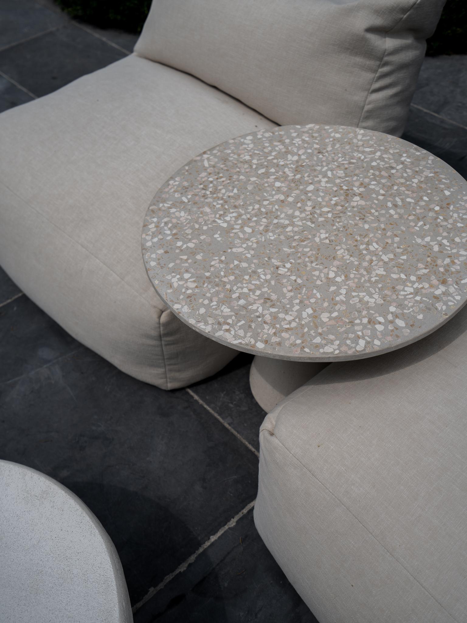 Polished Liz Tables Boho Style Concrete Terrazzo Outdoor Side Table For Sale