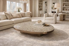 Liz Tables boulder shaped coffee table with exclusive terrazzo and brass ring