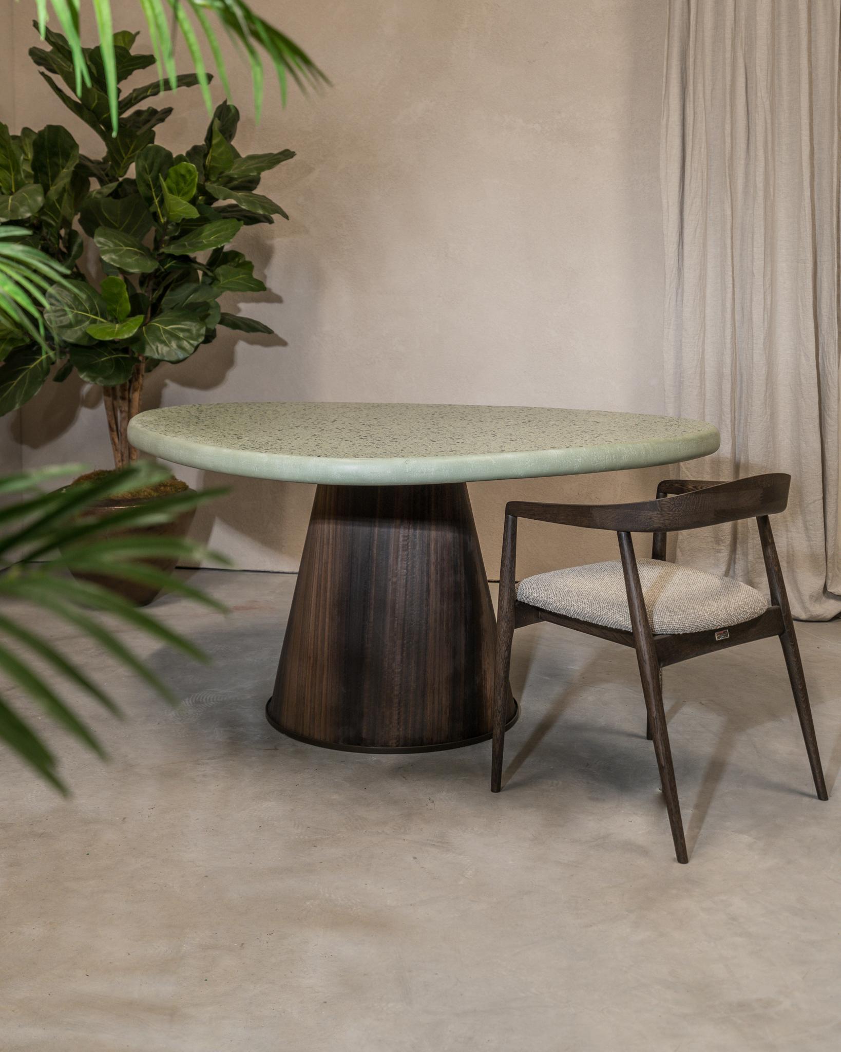 Limestone Liz Tables Green Boulder Shape Terrazzo Dining Table  For Sale