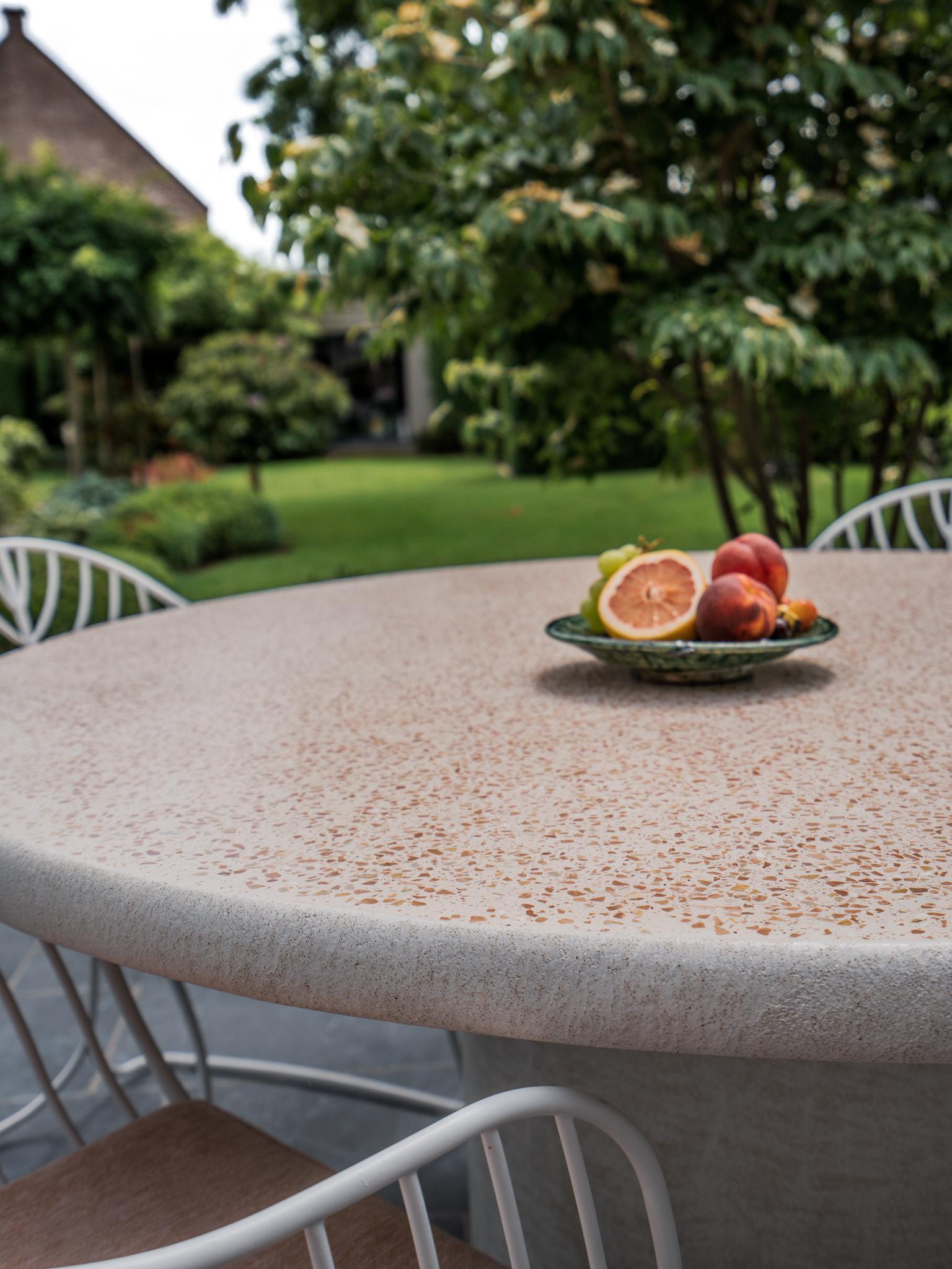 Polished Liz Tables Outdoor Terrazzo in Terracotta Stones For Sale