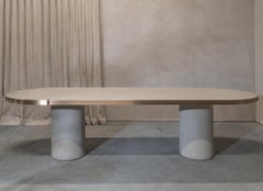 Liz Tables Oval Dining Table in Ibiza Microcement with Brass Ring