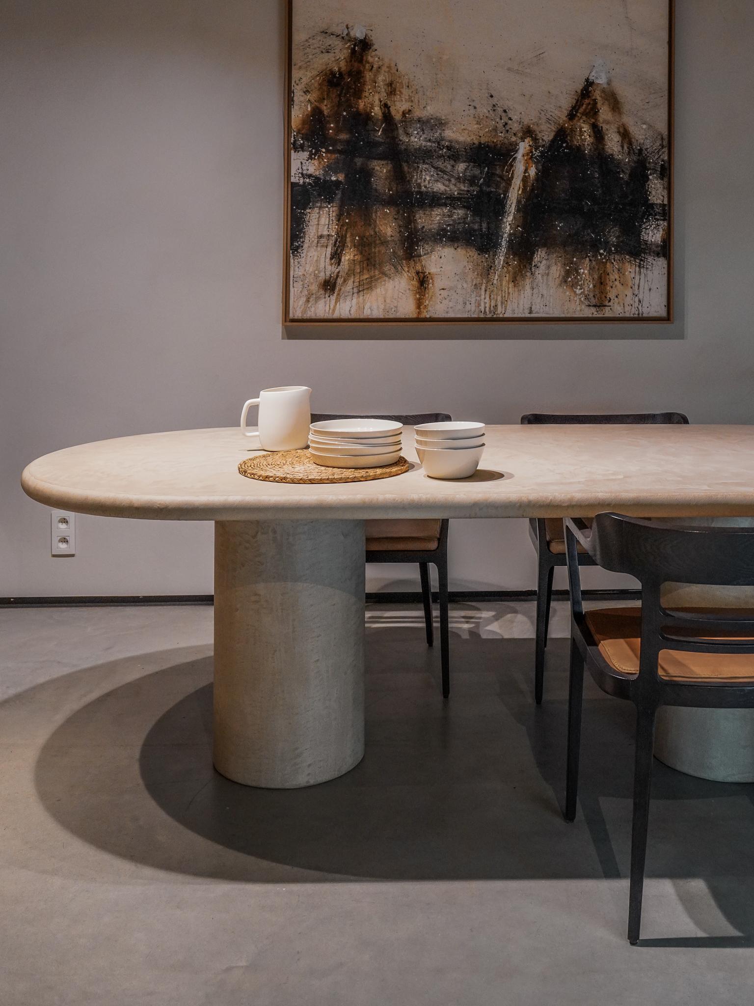 Hand-Crafted Liz Tables Oval Dining Table in Mortex  For Sale