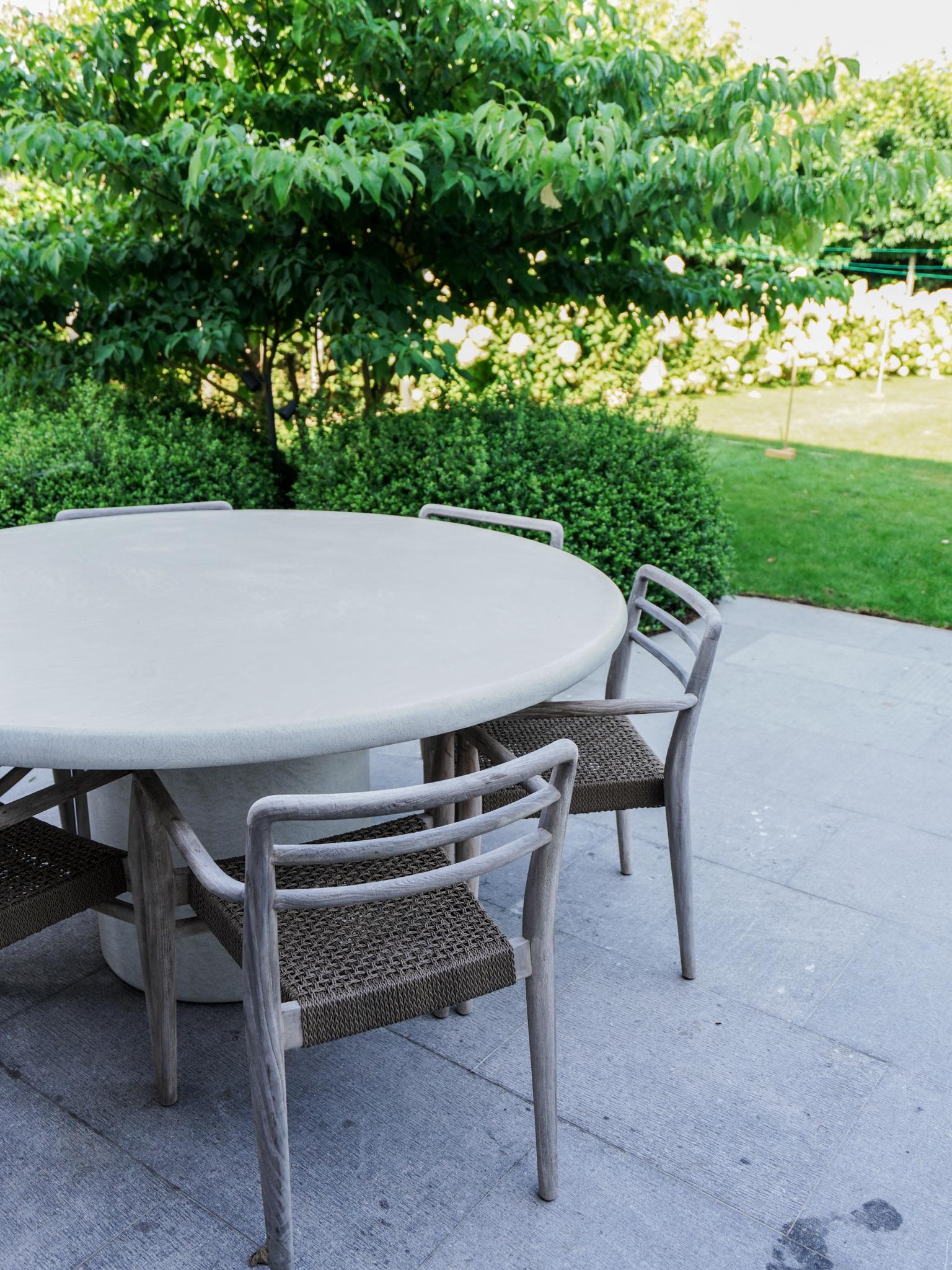 Belgian Liz Tables Round Outdoor Boho Table in Mineral Plaster Natural Color For Sale