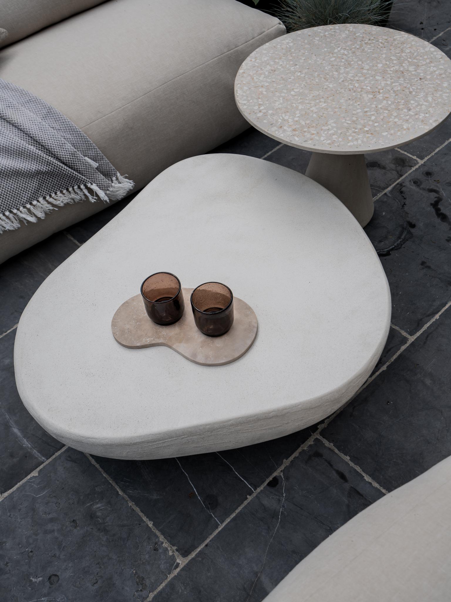 Plaster Liz Tables Boho Style Coffee Table Boulder Form Naturelle size 80 For Sale