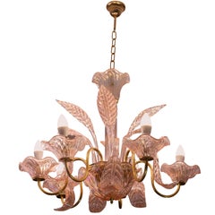 Liz Taylor, Iridiscent Pink Murano Chandelier, 1950s