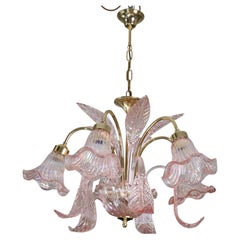 Liz Taylor, Iridiscent Pink Murano Glass Chandelier, 1980s