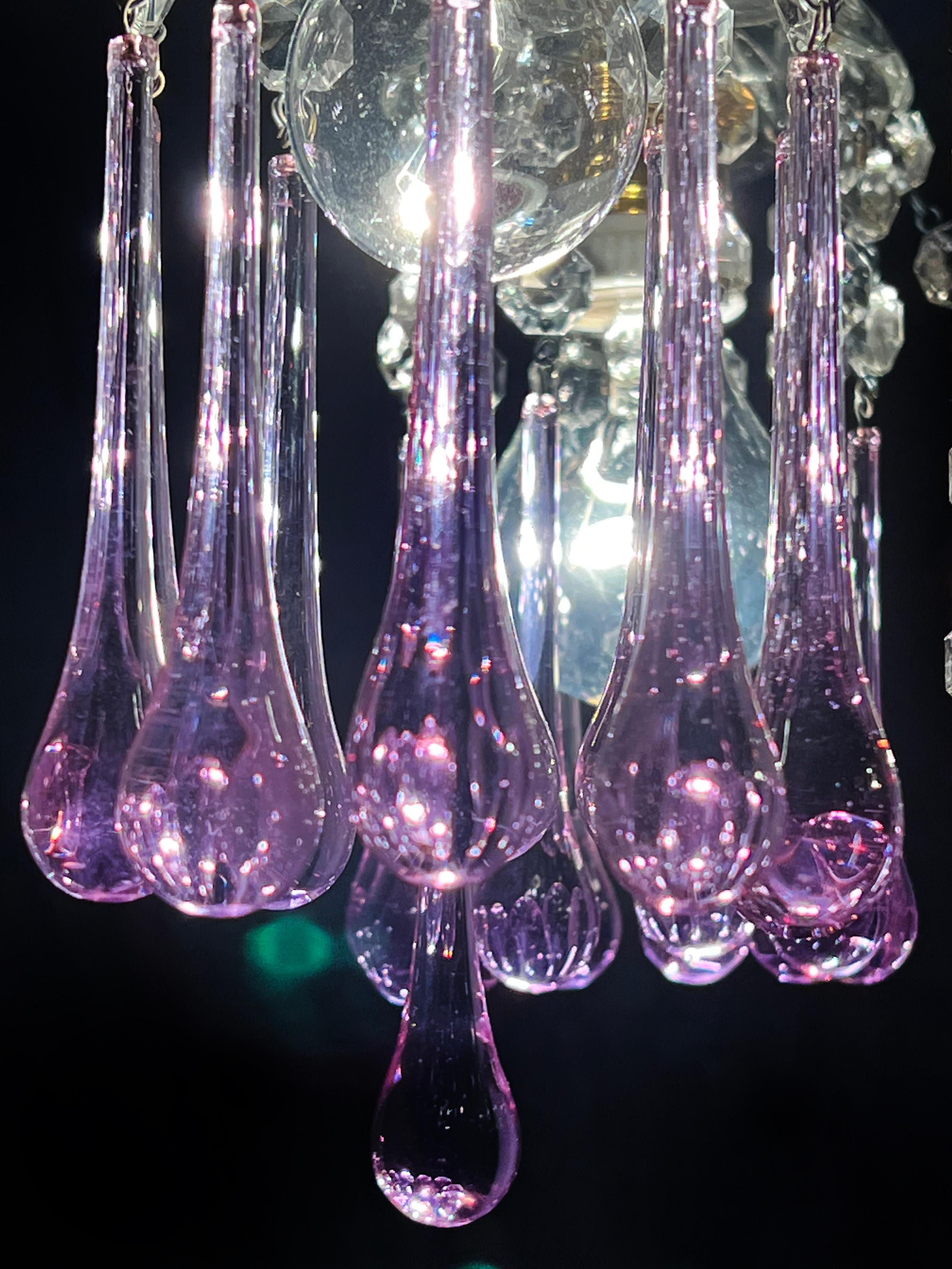 Liz Taylor's Tears Murano Chandelier 1950s In Good Condition For Sale In Budapest, HU