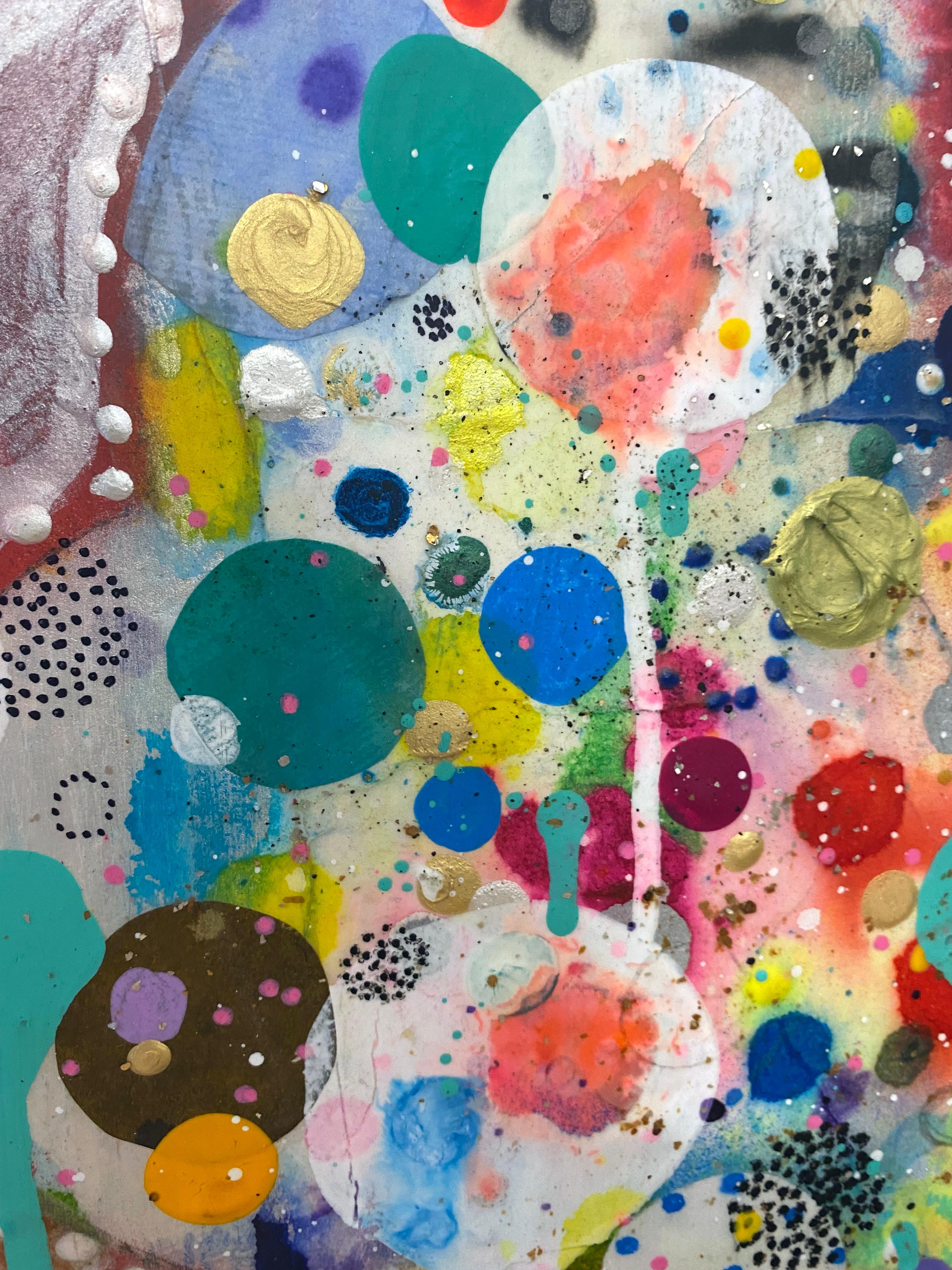 Abstract, Colorful Mixed Media Painting by Liz Tran 'Mini Cloud I' 1