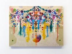 Pittura astratta e colorata a tecnica mista di Liz Tran, "Mirror 45".