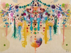Abstraktes, farbenfrohes Gemälde in Mischtechnik von Liz Tran, „Mirror 45“
