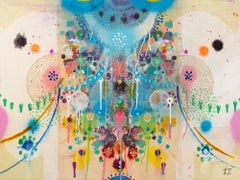 Peinture abstraite colorée en techniques mixtes de Liz Tran « Miroir 46 »