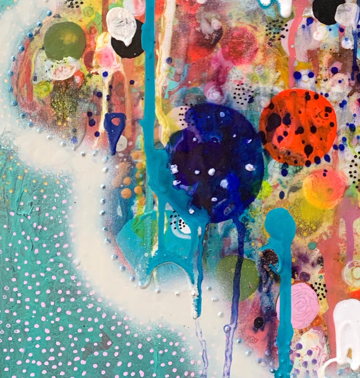 Quadro astratto e colorato a tecnica mista di Liz Tran 'Puff' in vendita 6