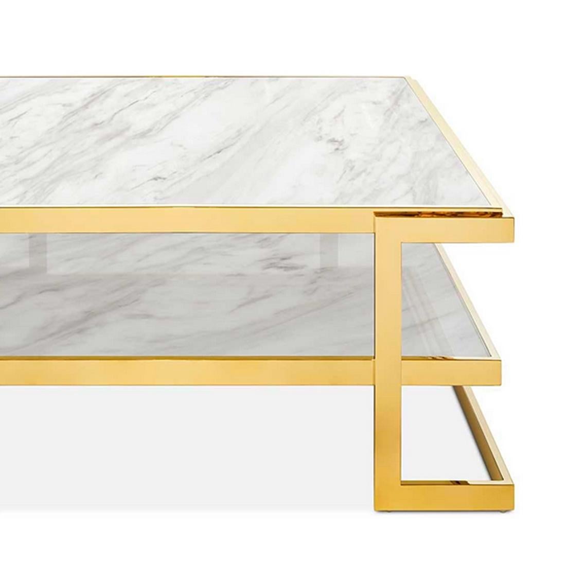 Gilt Liz White Coffee Table For Sale