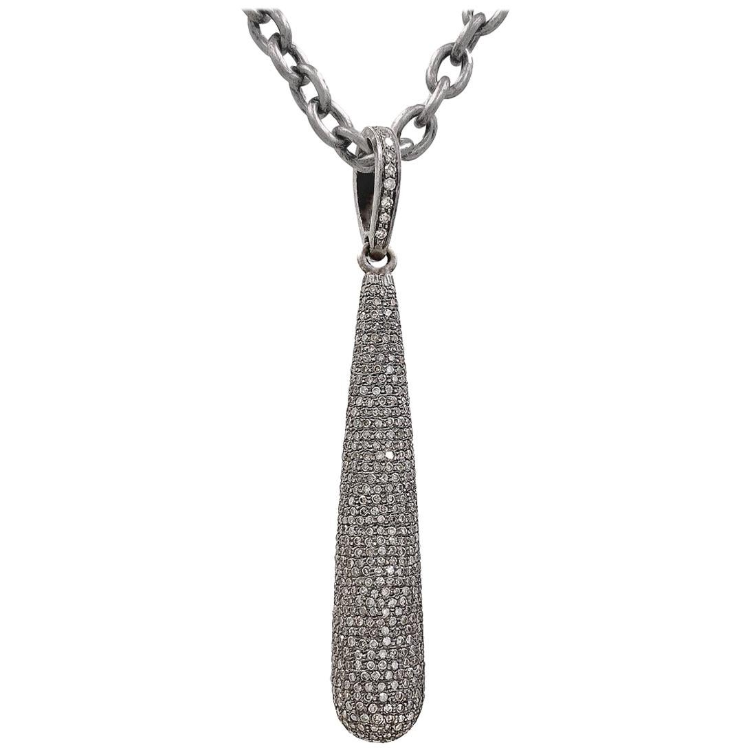 Liza Beth 1.70 Carat Pave Diamond Drop Long Layering Necklace