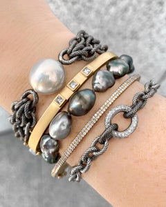 Liza Beth One of a Kind Tahitian Keshi Pearl Gold White Diamond Bracelet