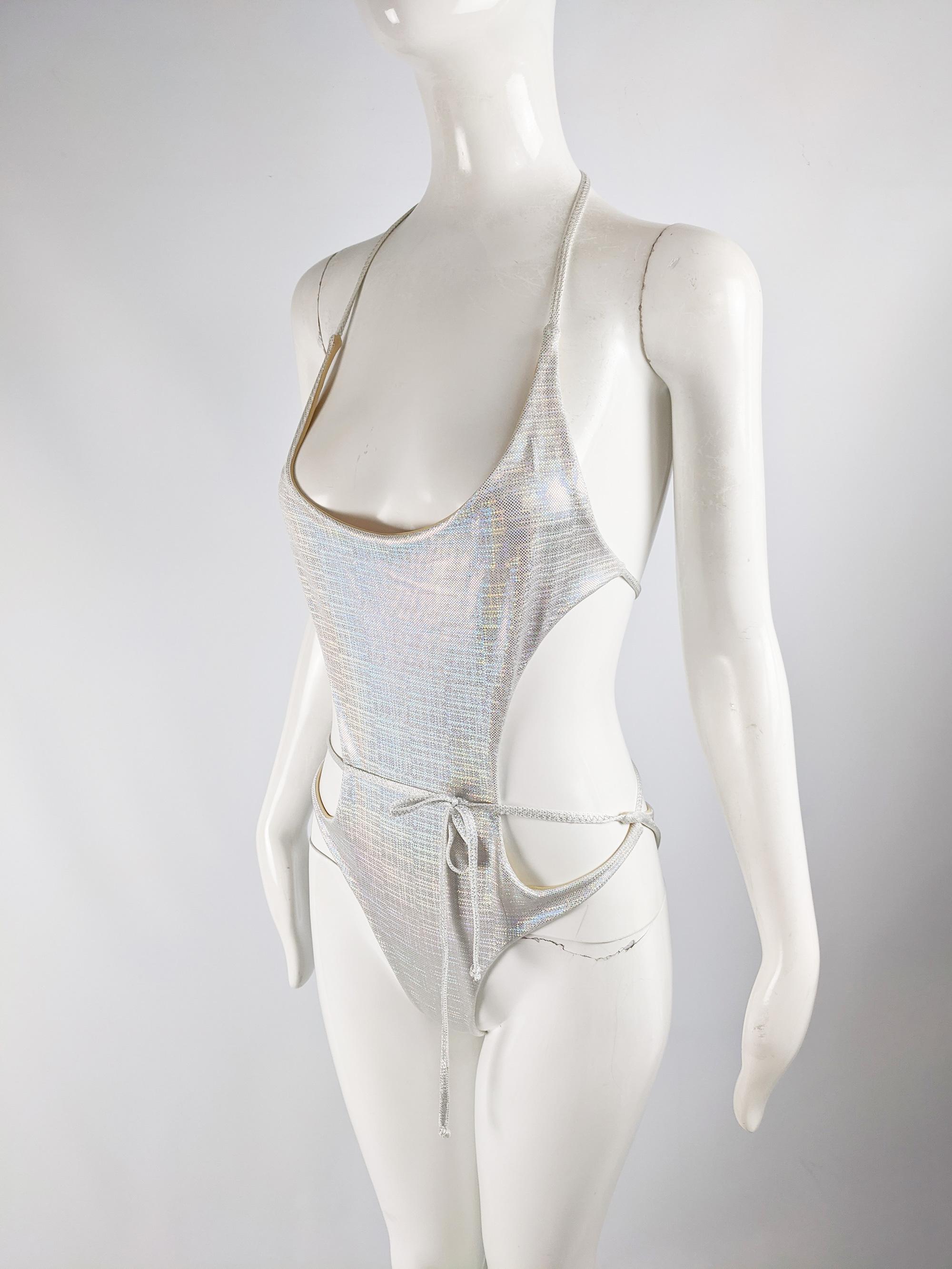 Gray Liza Bruce Vintage 1980s Holographic Swimsuit