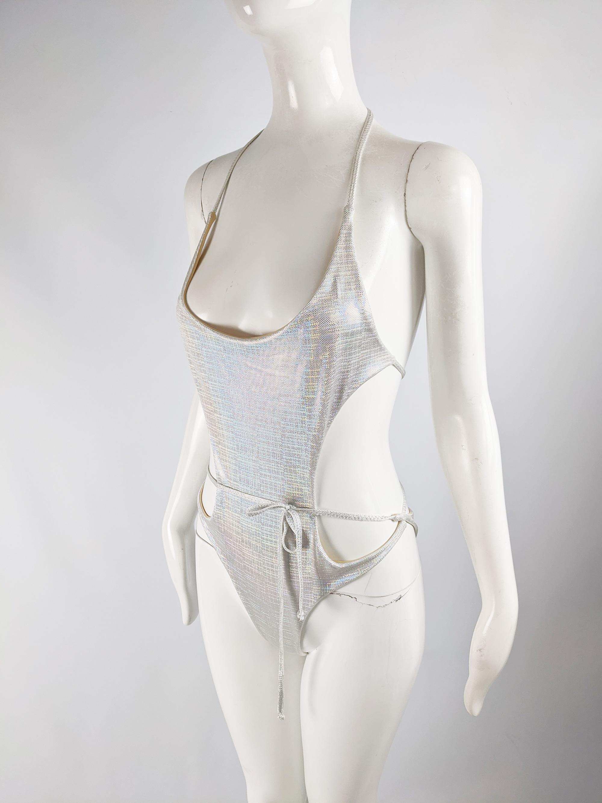 Gray Liza Bruce Vintage 1980s Holographic Swimsuit 