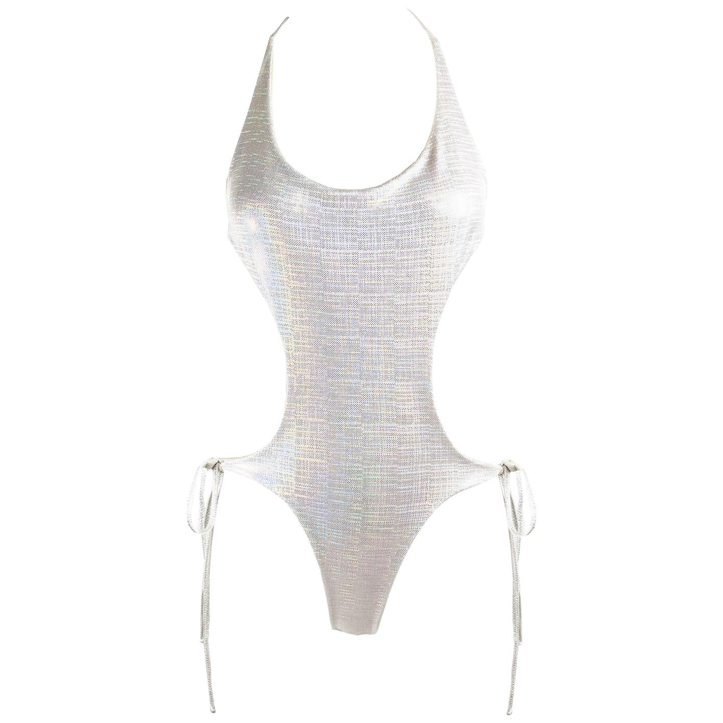 Liza Bruce Vintage 1980s Holographic Swimsuit 