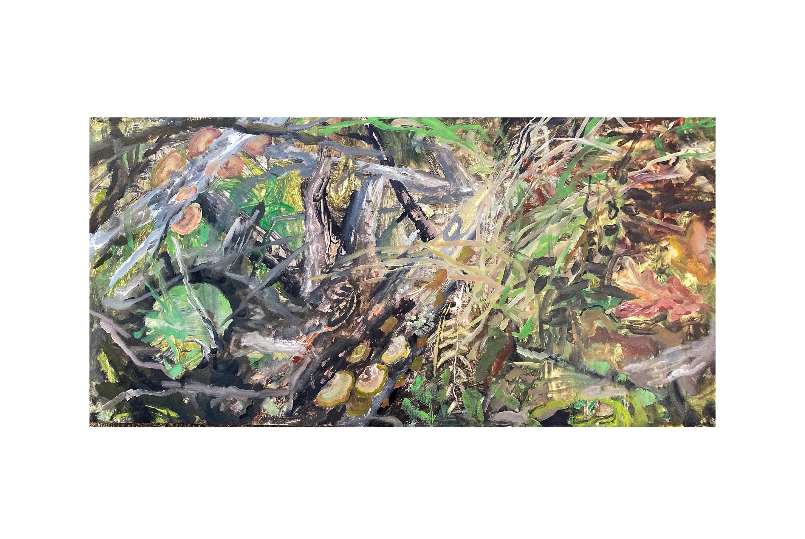 INHAbitANTS DU FLOOR FOREST : OCTOBER - Peinture à l'huile sur panneau Yupo représentant une vie végétale