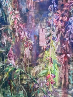FOXGLOVE #3 - Oil on Yupo Panel Painting of Plant Life in the Forest