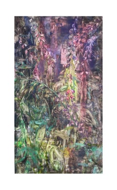 FOXGLOVE n° 3 - Peinture à l'huile sur panneau Yupo représentant une vie végétale dans la forêt