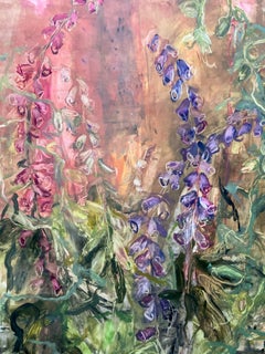 FOXGLOVE #4 - Quadro a olio su pannello Yupo raffigurante la vita vegetale nella foresta