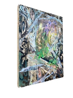 SHRINE WOODLAND - Pintura al óleo sobre panel de Yupo de la vida vegetal en el bosque