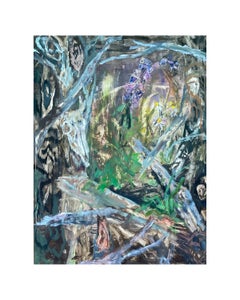 WOODLAND SHRINE - Peinture à l'huile sur panneau Yupo - Nature végétale dans la forêt