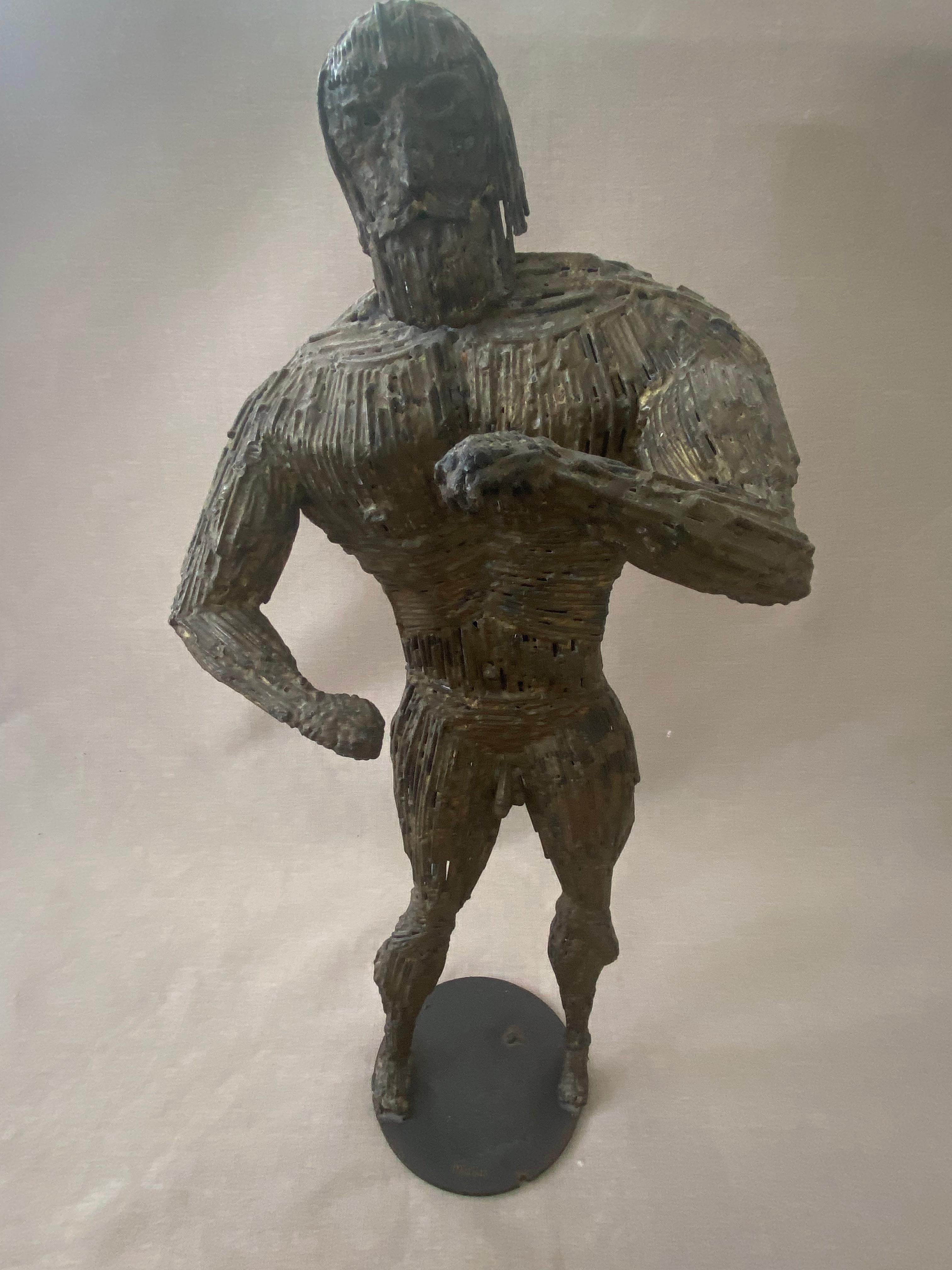 Liza Monk (1906-?) Brutalist nail sculpture of Hercules WPA artist based in CA For Sale 5