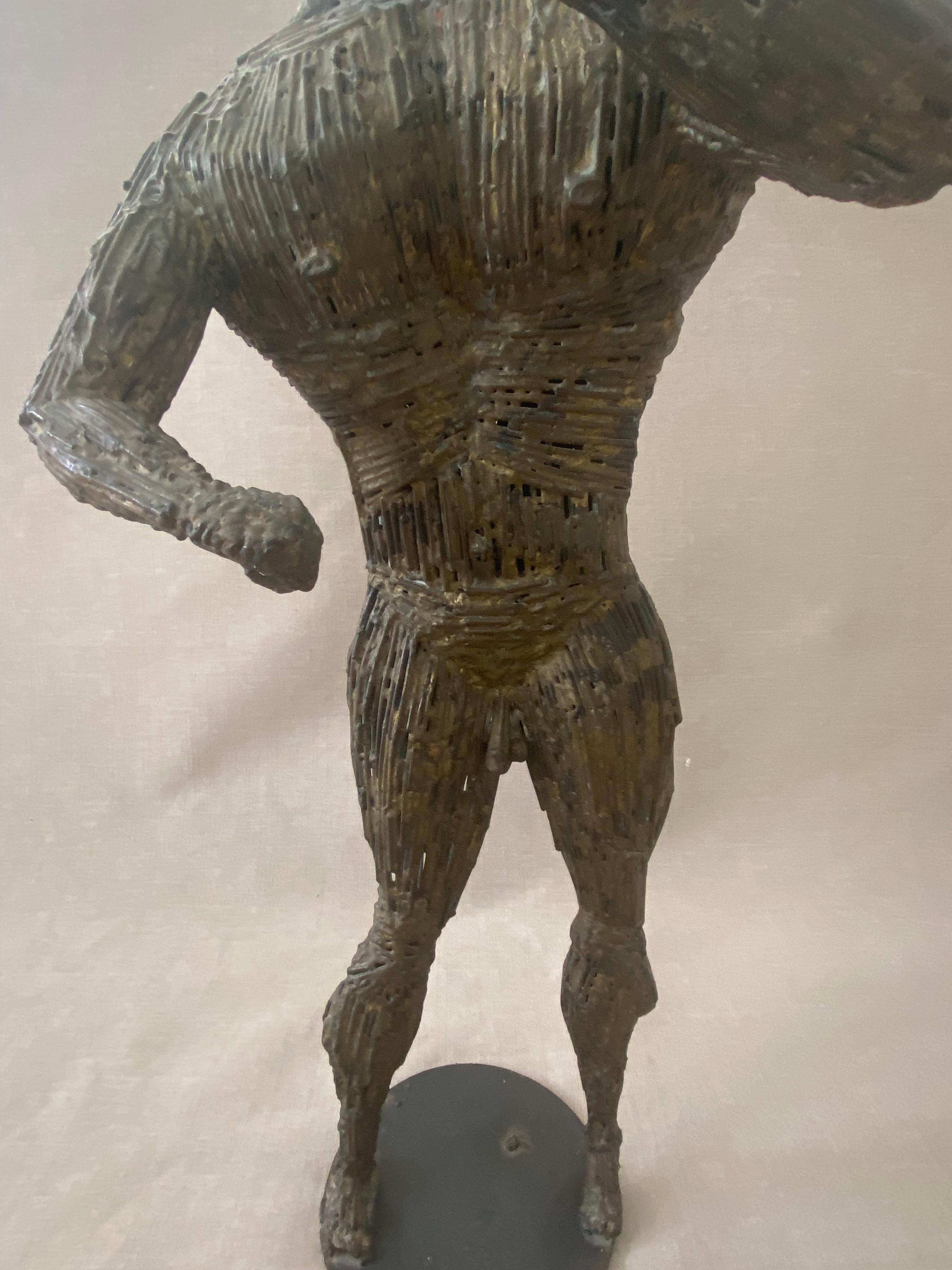 Hand-Crafted Liza Monk (1906-?) Brutalist nail sculpture of Hercules WPA artist based in CA For Sale
