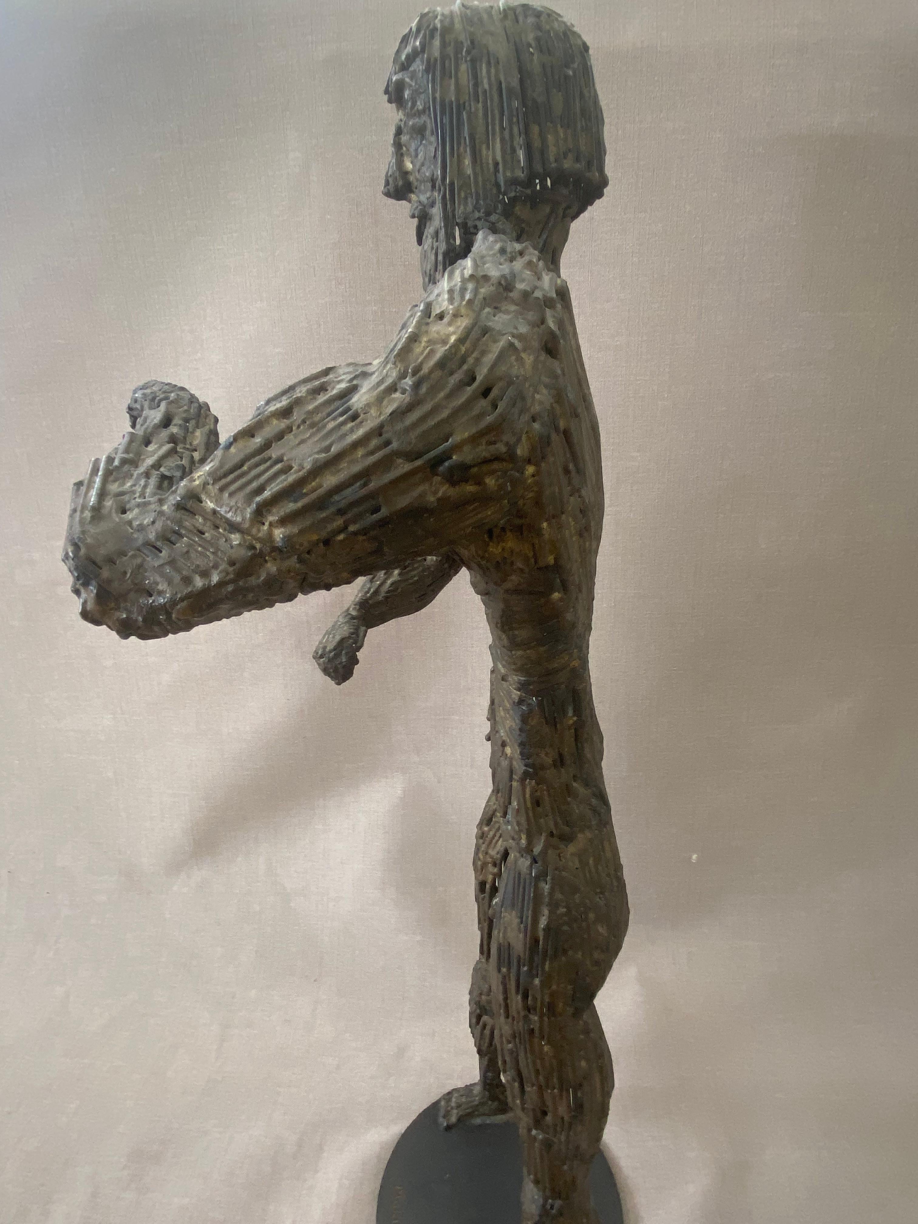 20th Century Liza Monk (1906-?) Brutalist nail sculpture of Hercules WPA artist based in CA For Sale