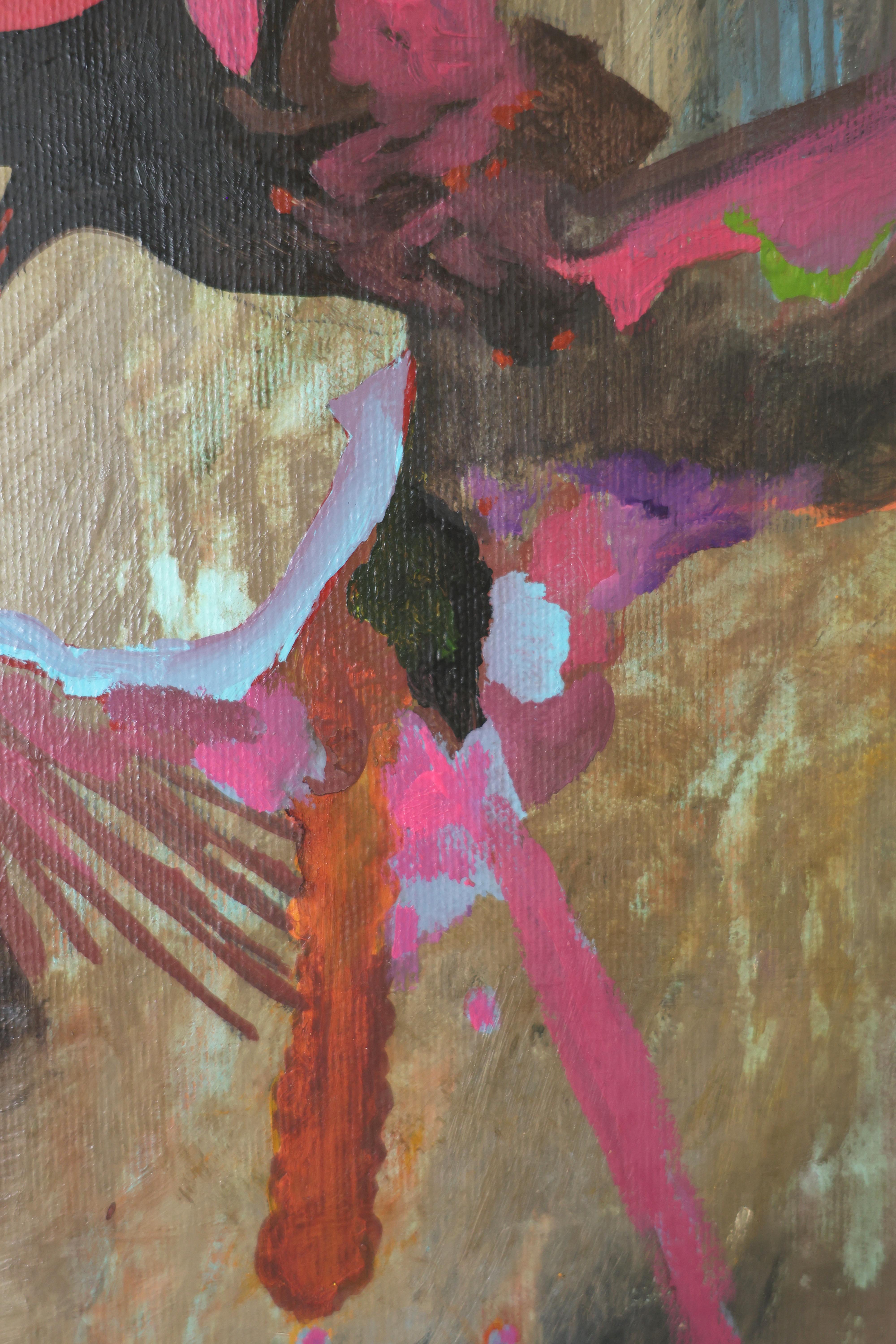 Contemporary Floral Painting, Acryl auf Leinwand, gerahmt Bold Still Life, Blumen im Angebot 10