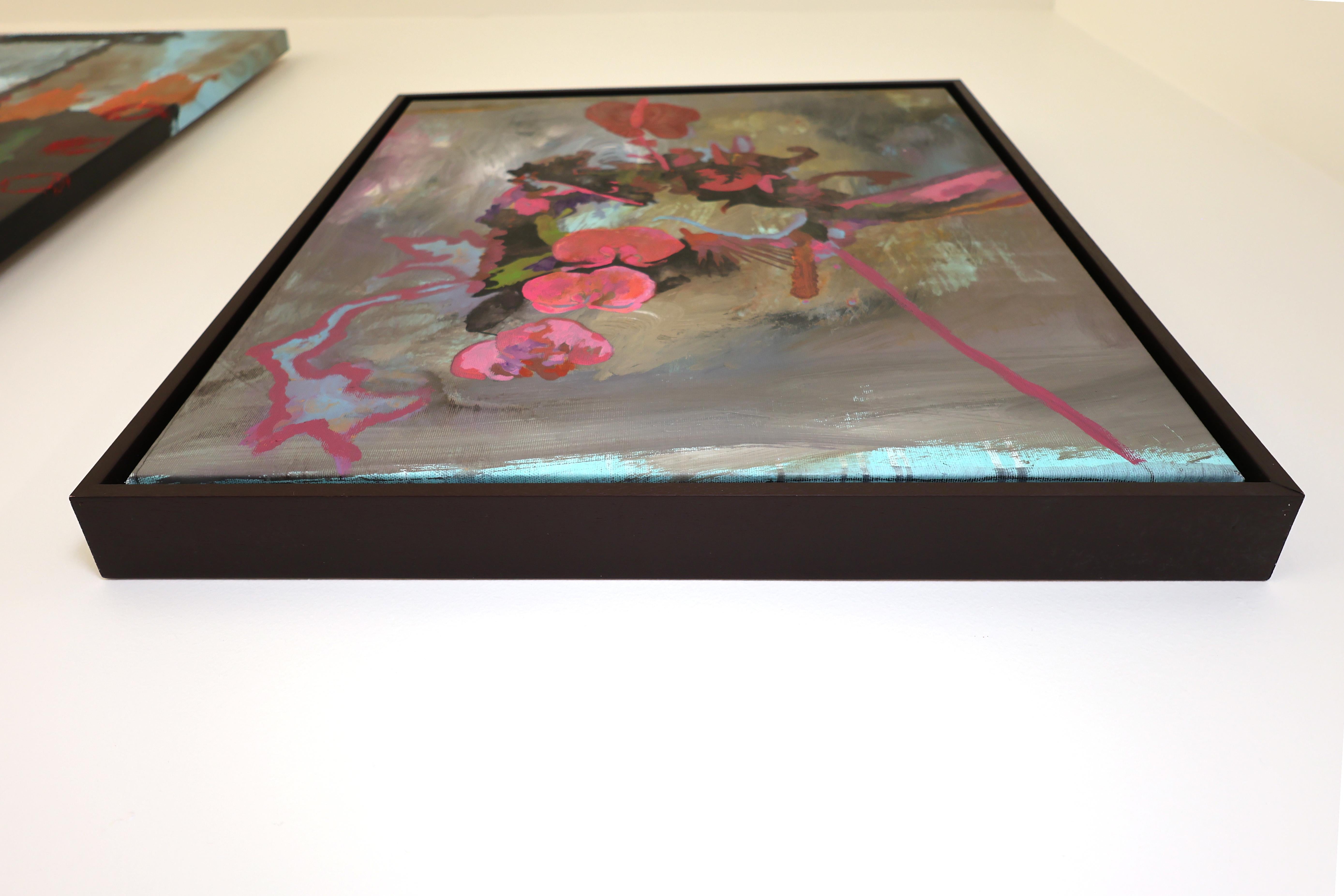Contemporary Floral Painting, Acryl auf Leinwand, gerahmt Bold Still Life, Blumen im Angebot 5
