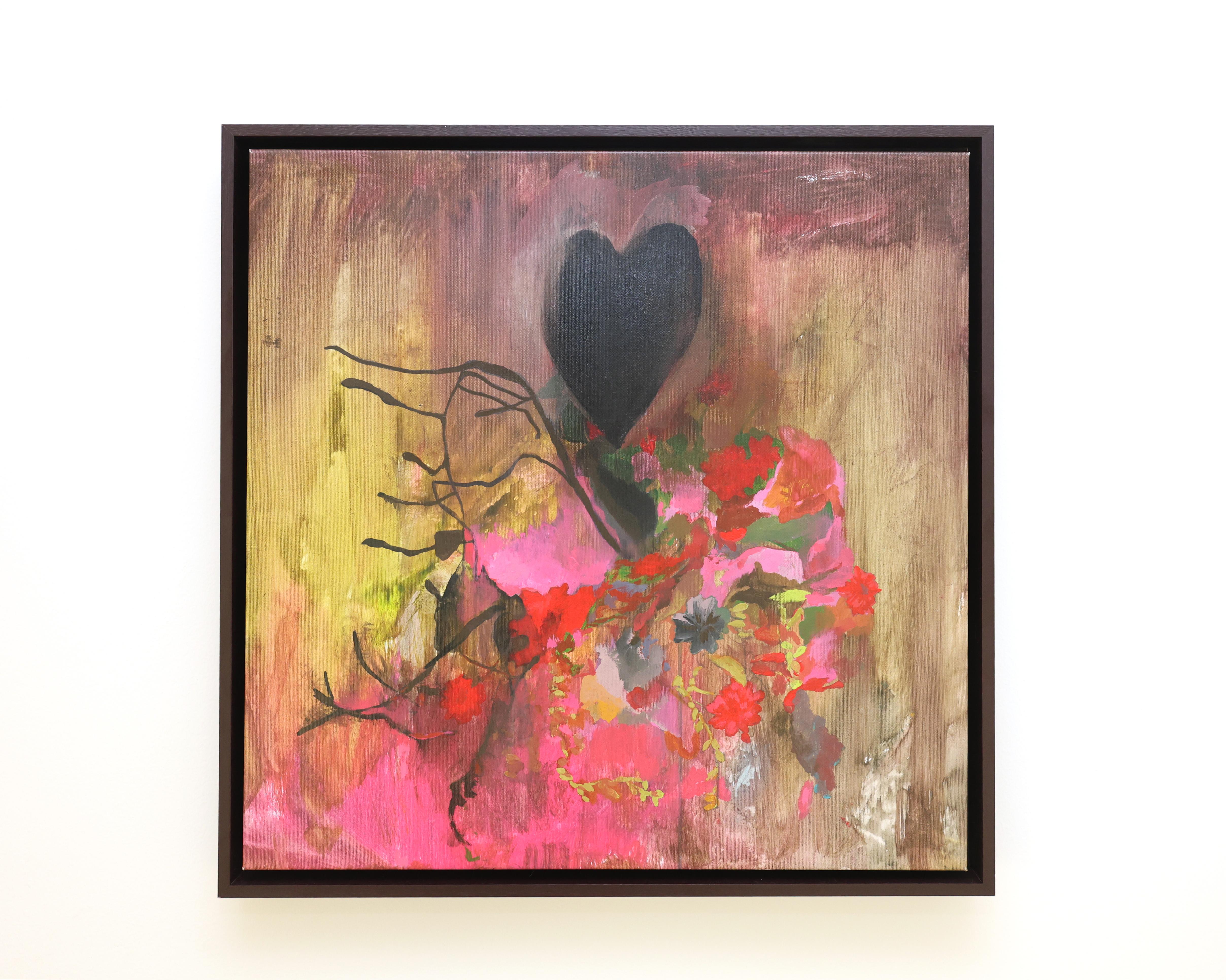 Zeitgenössische Blumenmalerei, Acryl auf Leinwand, gerahmte lila Kunst, Blumen – Painting von Liza Zhdanova