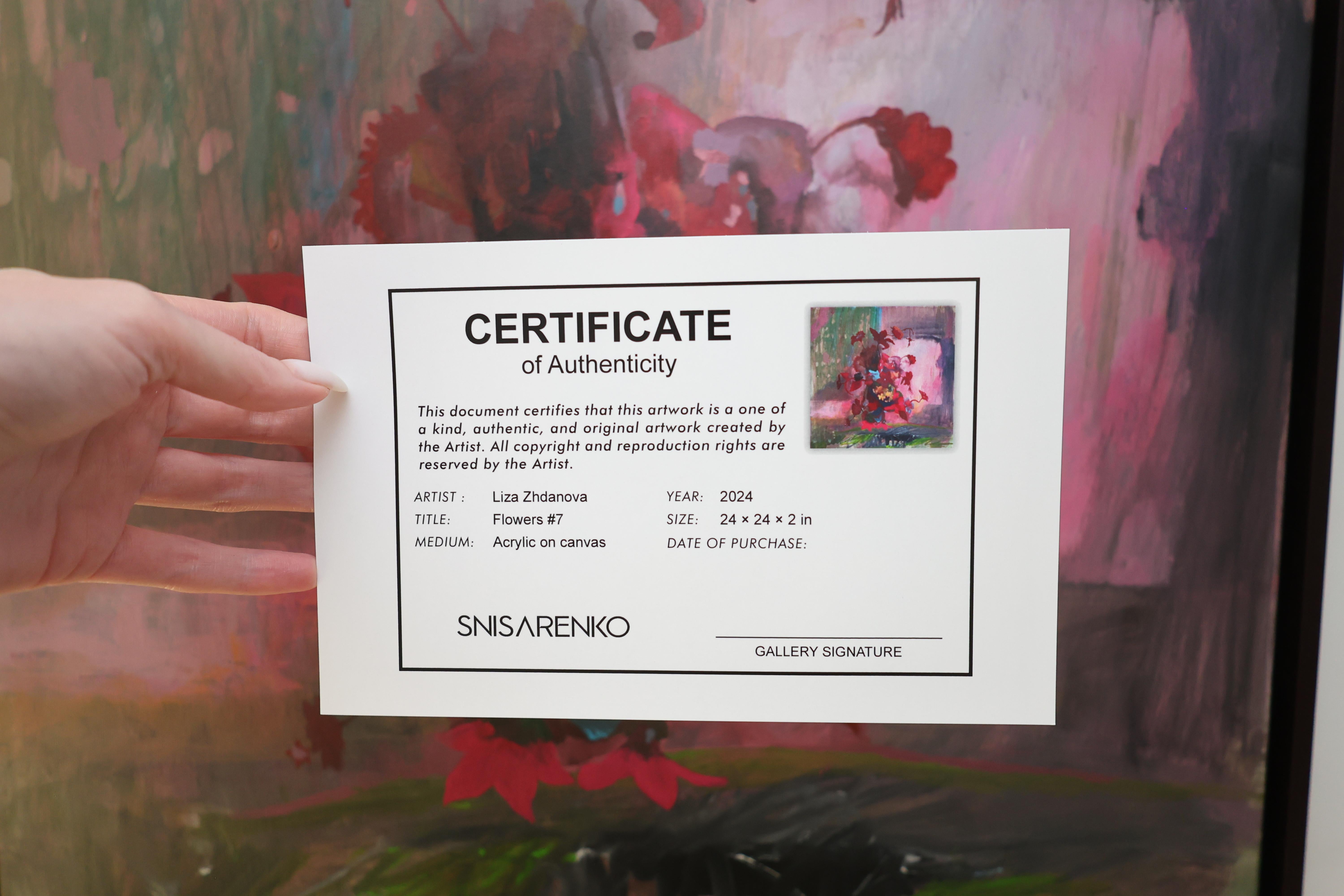 Blumen #10, Gerahmtes Acrylgemälde von Liza Zhdanova (2024) im Angebot 7