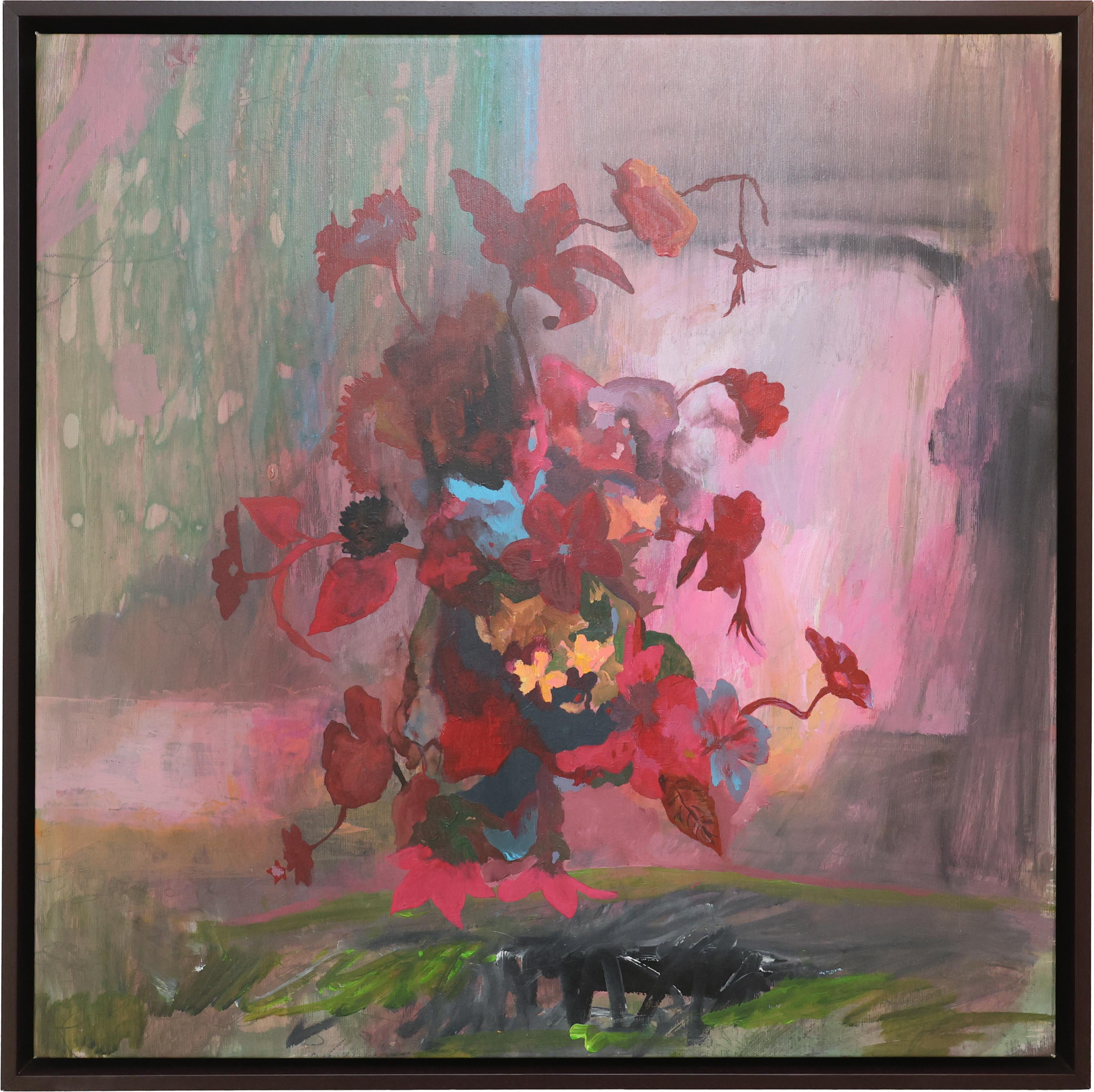 "Flowers #7" von Liza Zhdanova ist ein einzigartiges Acrylgemälde auf Leinwand aus dem Jahr 2024. Dieses Stück zeigt ein ausdrucksstarkes Blumenarrangement in kräftigen Rottönen, tiefen Magentatönen und subtilen blauen Akzenten, die sich vor einem