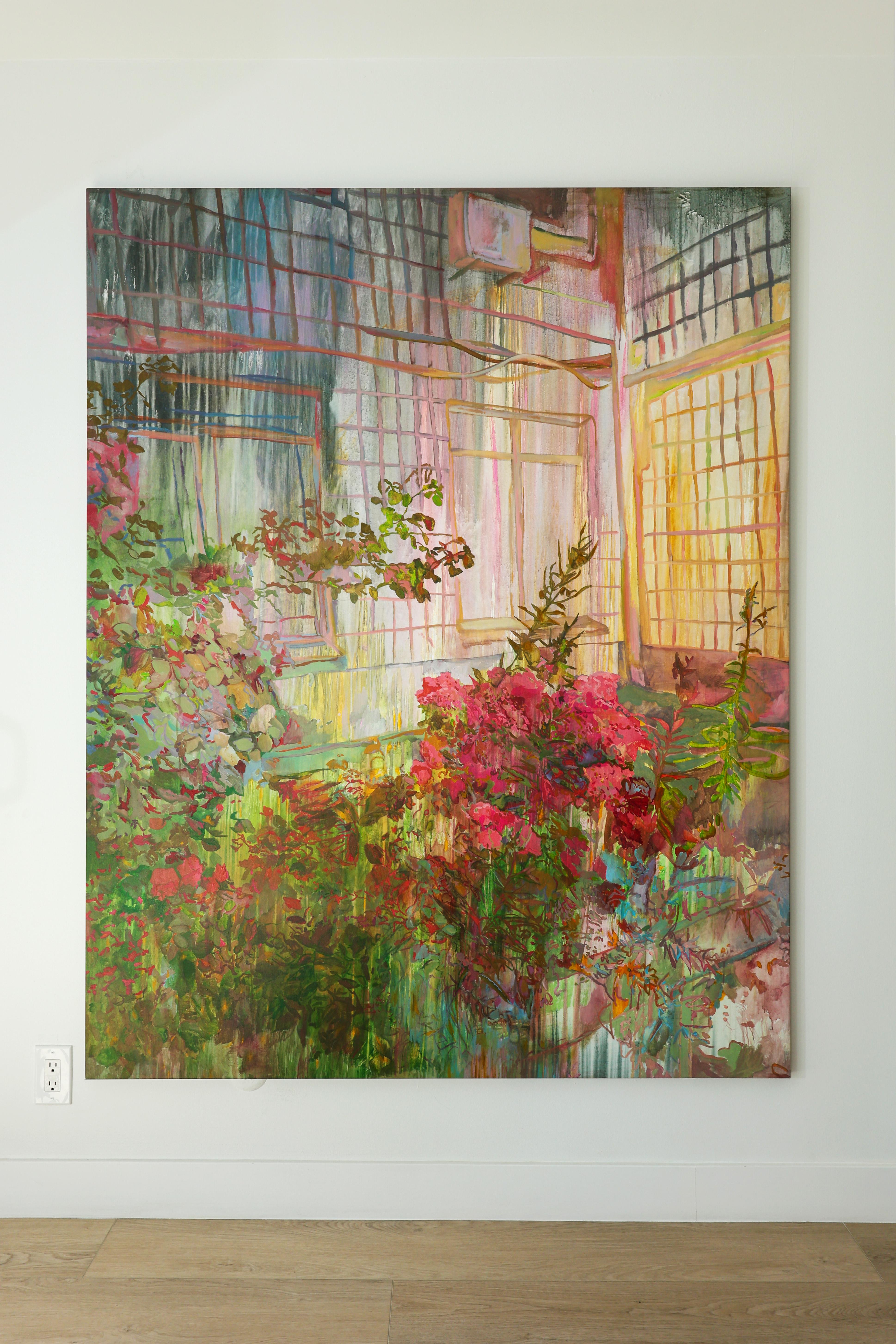 Flowers #10 large contemporary acrylic painting on canvas - Painting by Liza Zhdanova