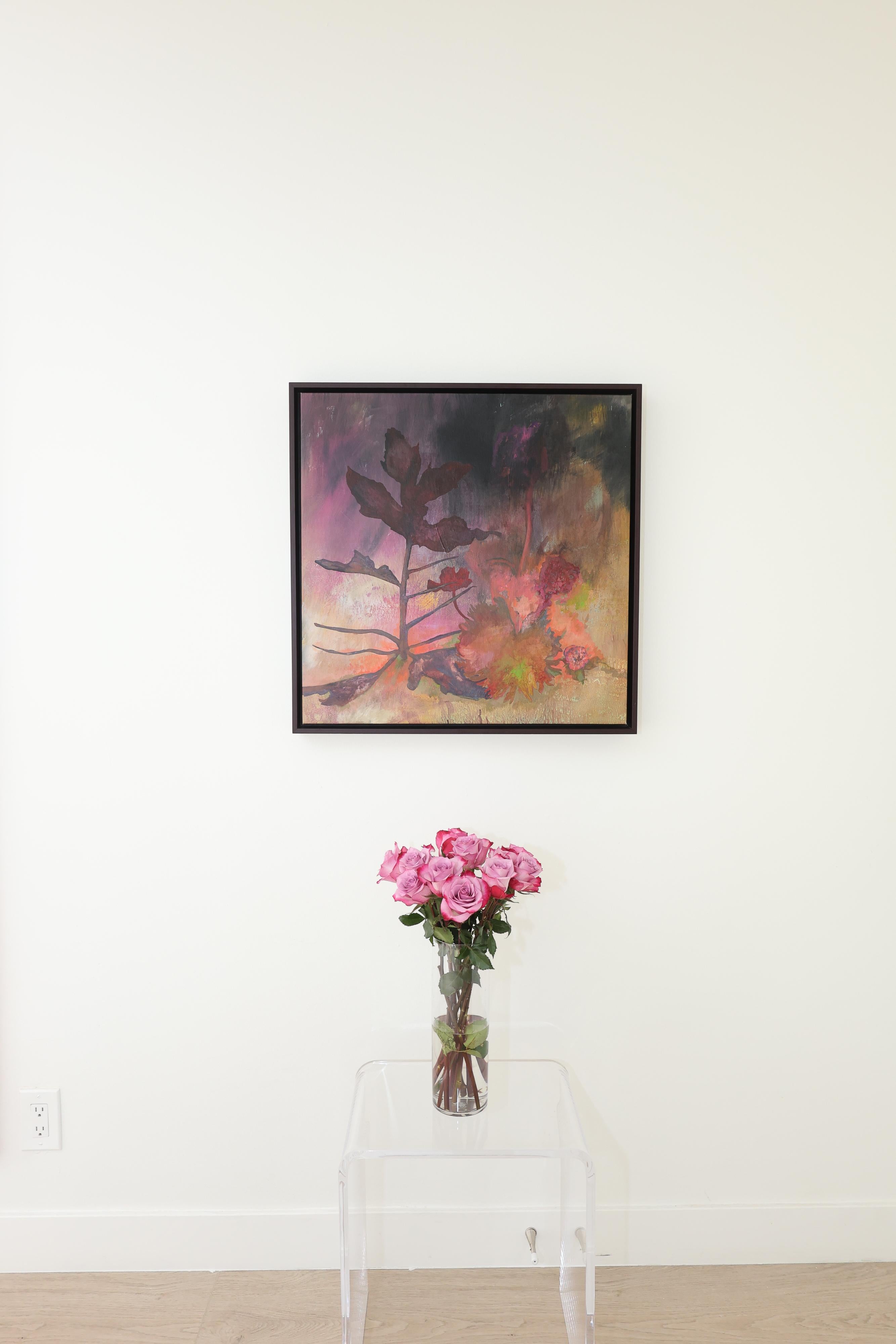 “Flowers #6”, 2024, framed contemporary acrylic painting on canvas - Abstract Painting by Liza Zhdanova