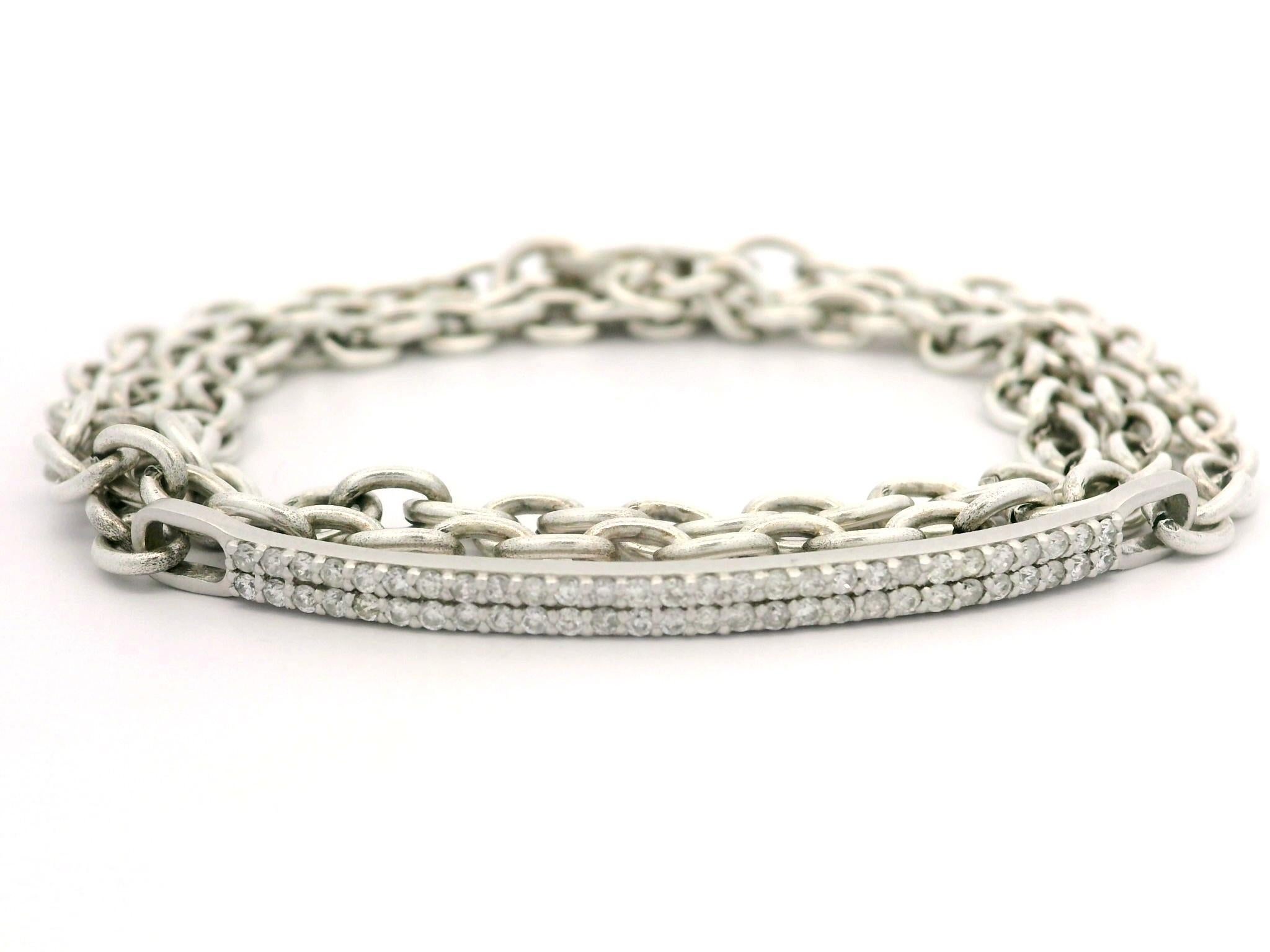 Lizabeth Cameron Diamante ID Bracciale a tripla fascia in acciaio e sterlina A Link