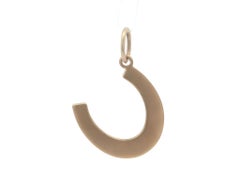 Lizabeth Simone 14k Yellow Gold Turquoise Satin Finish Lucky Horseshoe Pendant