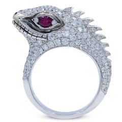 Lizard Diamond Pave Ring 2.75 Carat 18 Karat White Gold