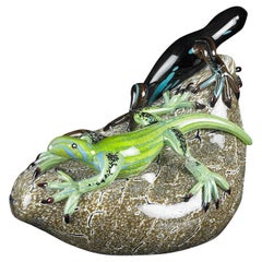 Lizard on a Stone ( lézard sur pierre), en verre, Italie