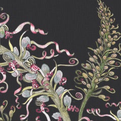 Lizard Orchid Wallpaper Geometric Botanical in Slate