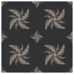 Lizard Orchid Wallpaper Geometric Botanical in Slate