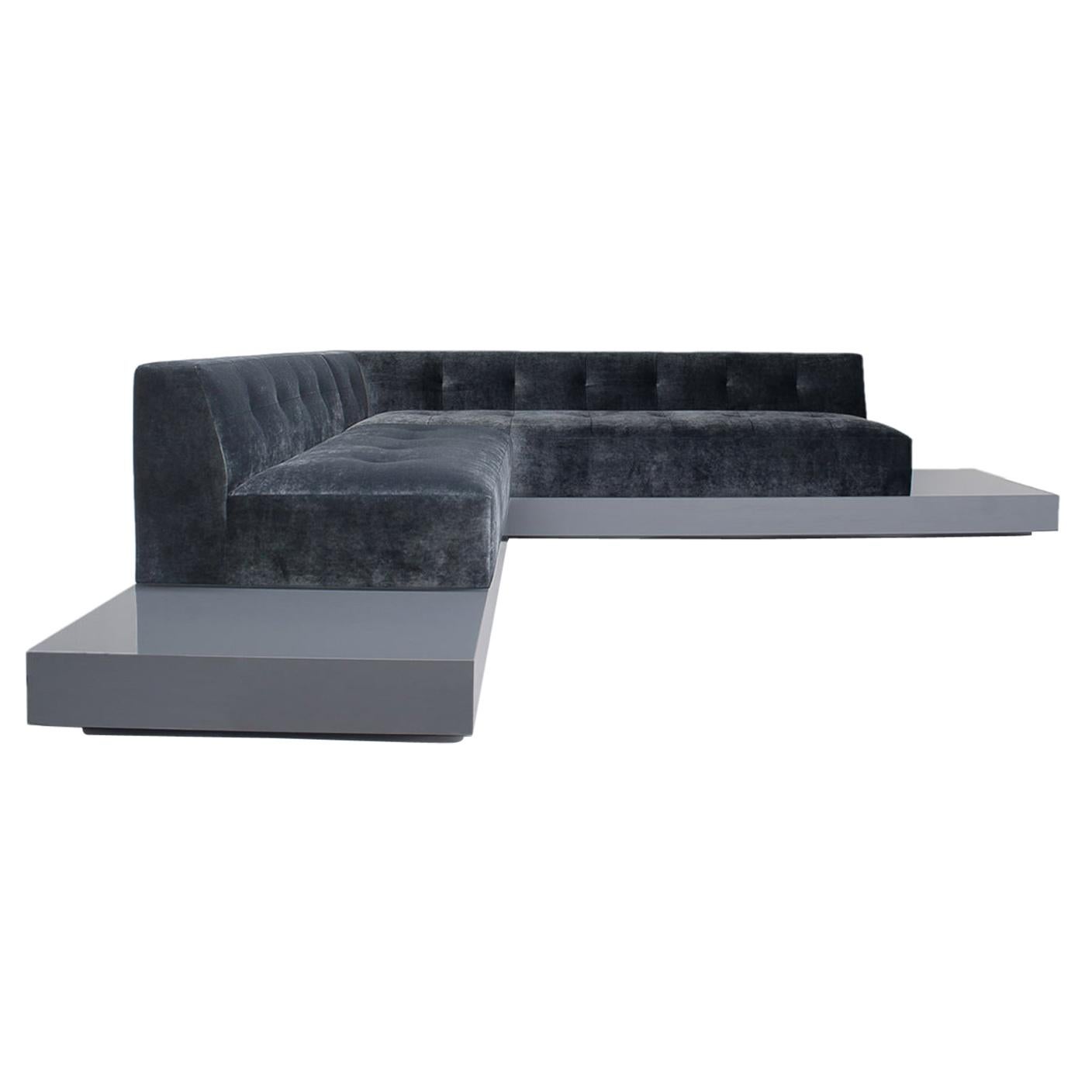Lizo Sectional-Tight Seat & Back, Lacquer Base, Pull Tufting, Storage, Upholster