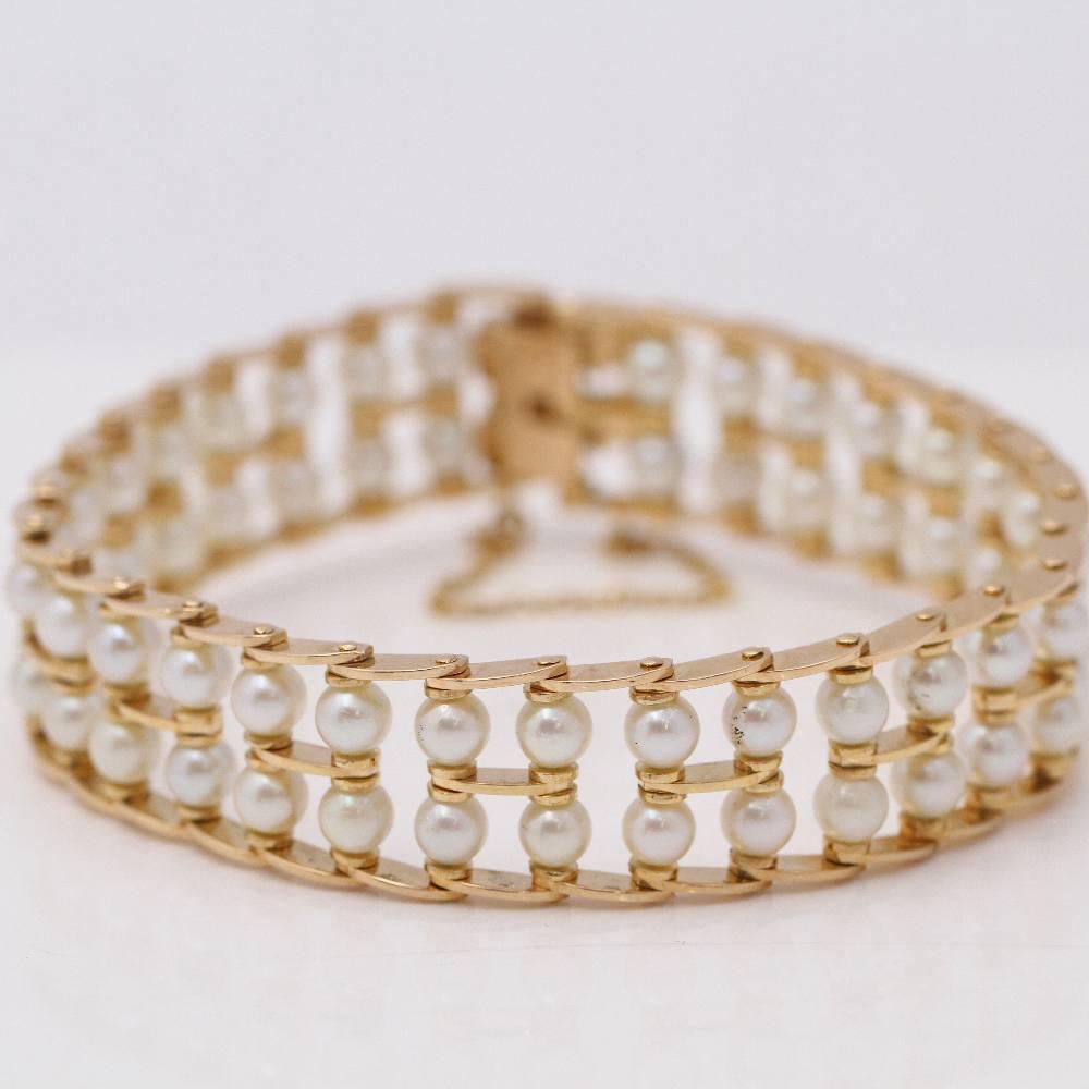LIZT 1970 pearl bracelet in yellow gold. For Sale 1