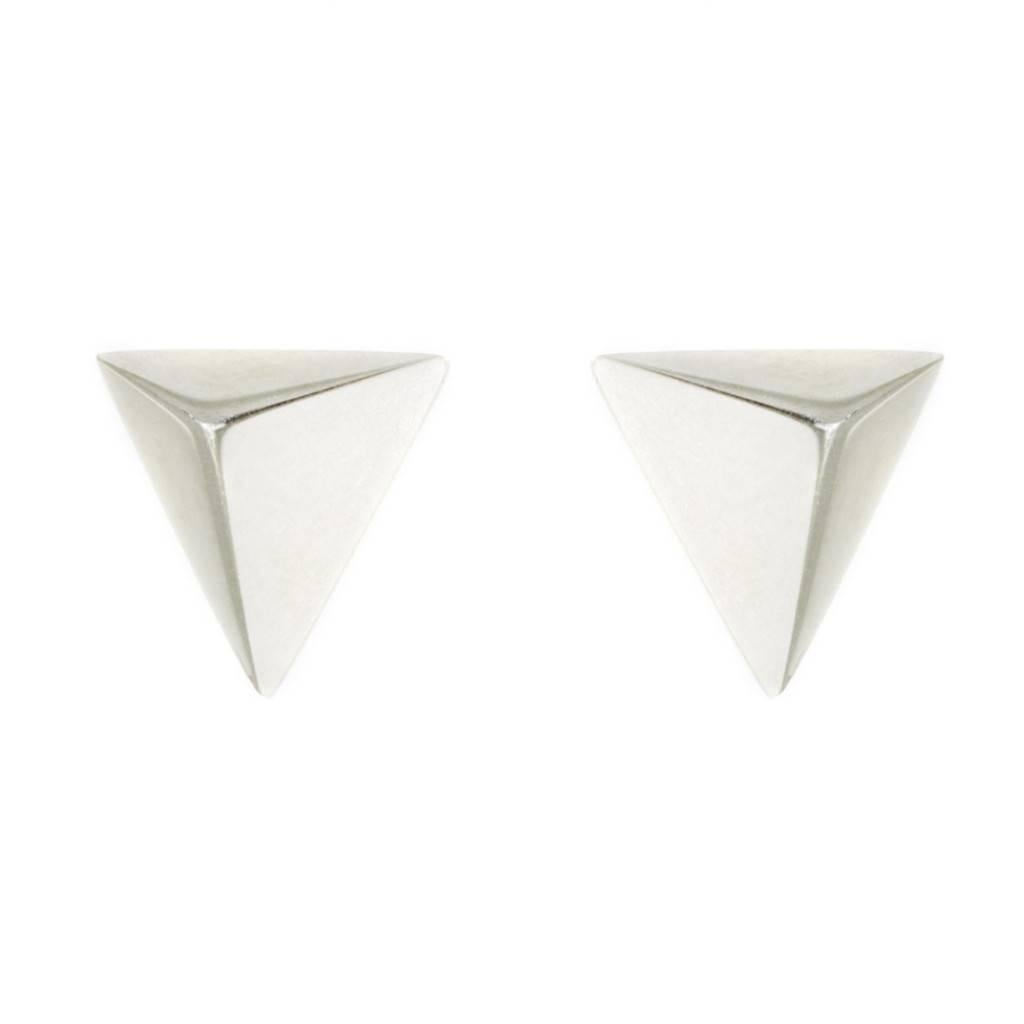 Lizunova Geometric 9 Karat White Gold Stud Earrings For Sale