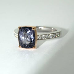 Lizunova Grey Spinel & Diamond 18k White & Rose Gold Bridal Engagement Ring